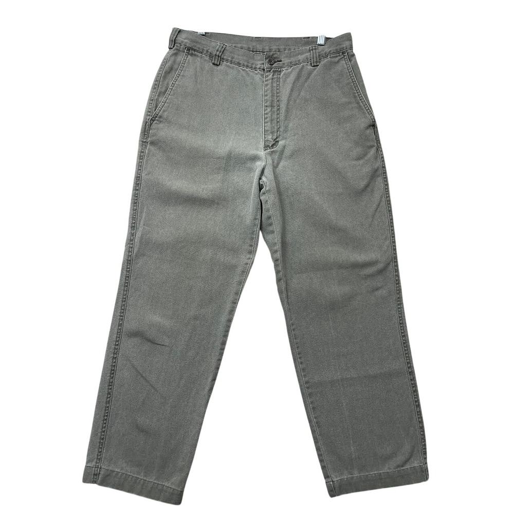 Woolrich Canvas Chino Pants Mens 34 Loden Green Straight Leg Rugged Outdoor 1019